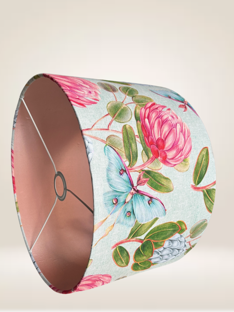 Handgjord lampskärm hortensia